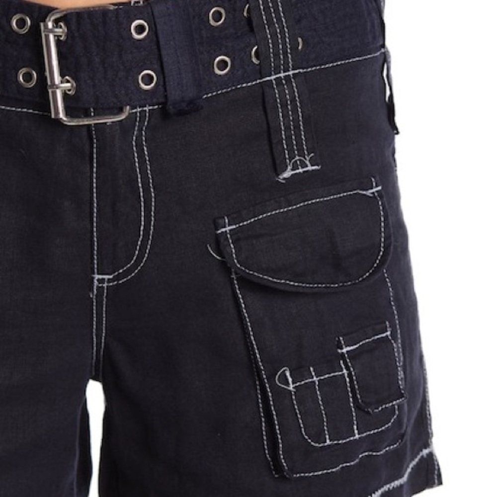 Johnny Was Blue Linen Cargo Shorts (2) NWT - Picture 6 of 6